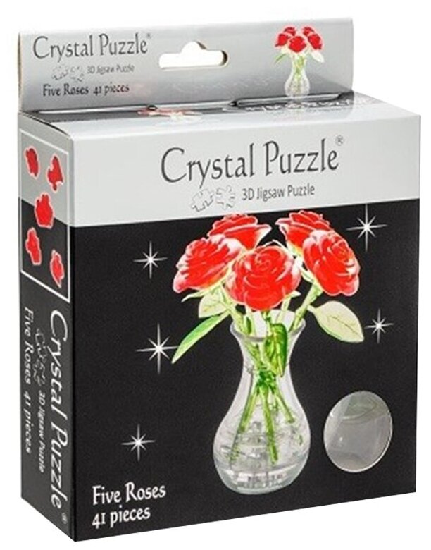 Головоломка 3D Crystal Puzzle Букет в вазе цвет: красный - фото №2