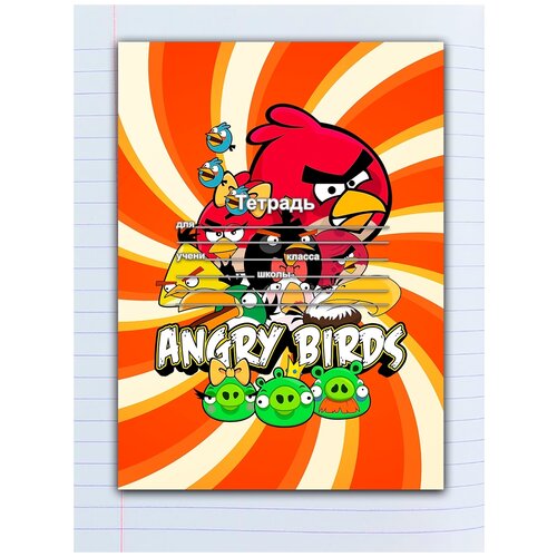 фото Набор тетрадей 5 штук, 12 листов в линейку с рисунком angry birds все птицы drabs