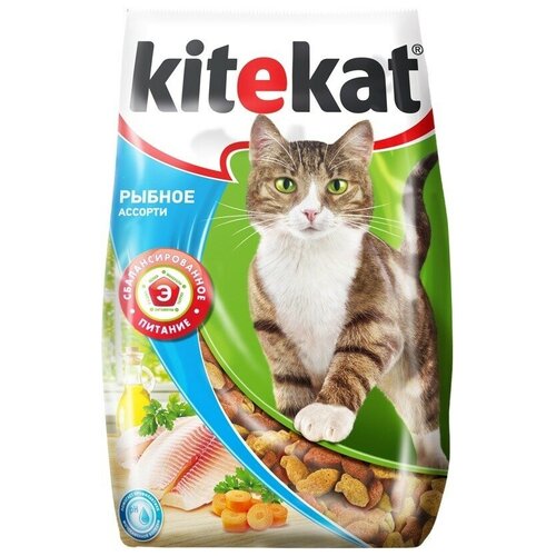 Kitekat Сухой корм для кошек рыбное ассорти 10132137 (улов рыбака), 15 кг