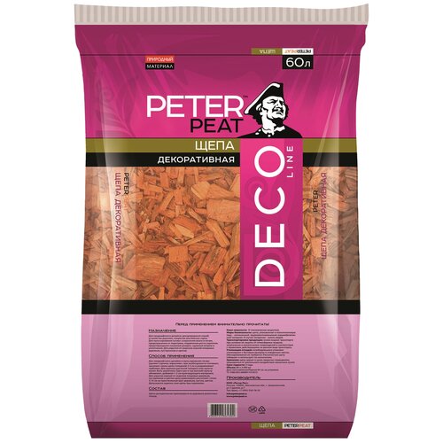 Щепа декоративная PETER PEAT Deco Line коричневая, 60 л, 25 кг