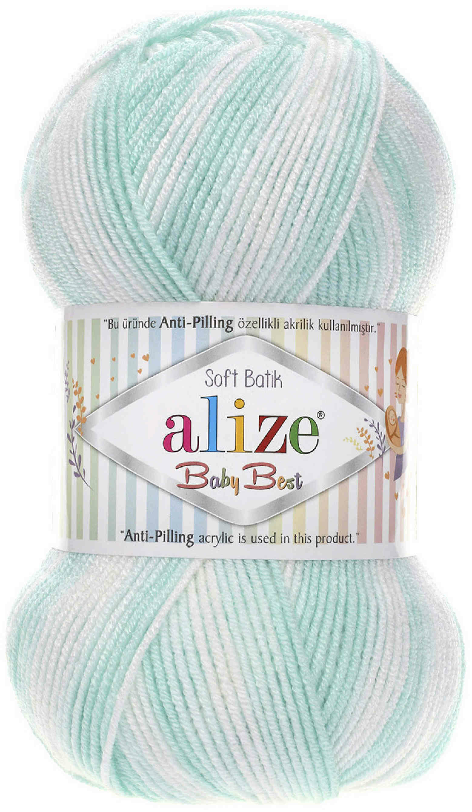 Пряжа Alize Baby best batik (6659), 90%акрил/10%бамбук, 240м, 100г, 2шт