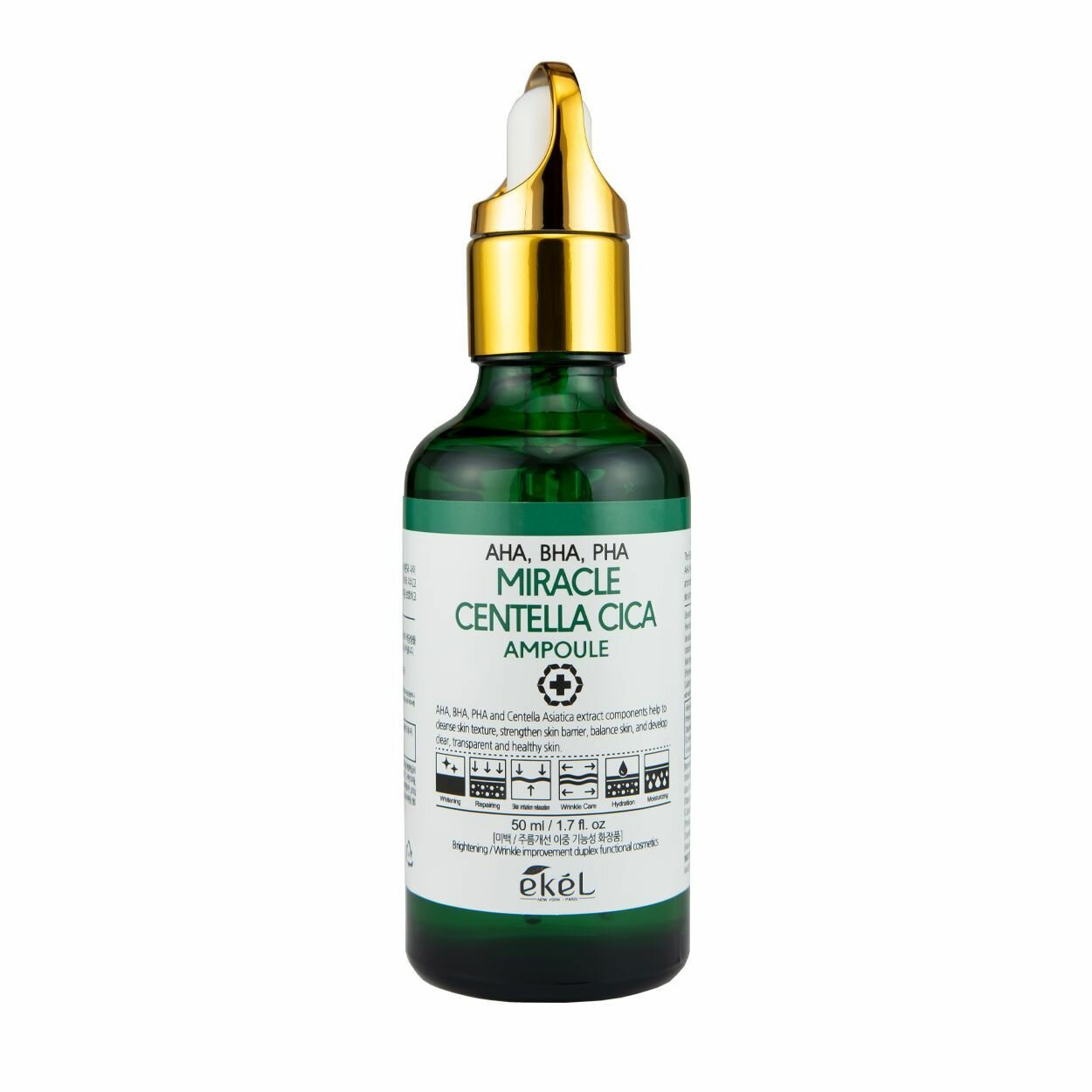 Ekel Ампульная сыворотка с кислотами / Miracle Centella Cica Ampoule (AHA, BHA, PHA) green, 50 мл