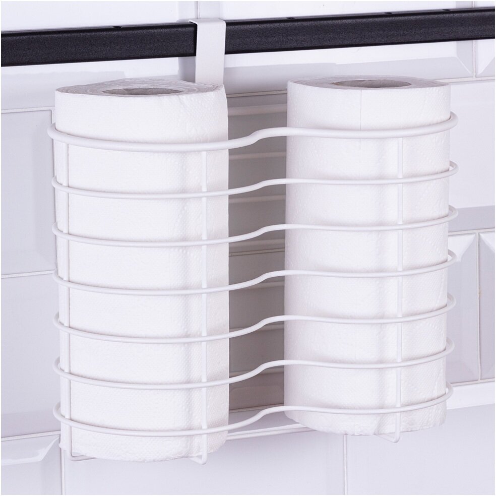 Органайзер для туалетной бумаги Agness навесной 26*12*20 см белый (768-706)