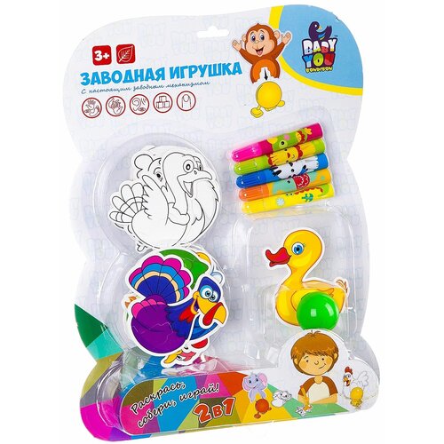 BONDIBON Заводная игрушка Птицы с набором для раскрашивания (ВВ2625) 5 шт.