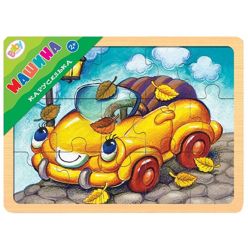 Пазл Step puzzle Baby Step Каруселька Машина (89035), 15 дет., 14.7х22х0.7 см игра из дерева каруселька лошадка baby step