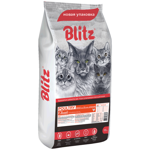 Корм Blitz CLASSIC ADULT CAT POULTRY для взрослых кошек с птицей 10 кг