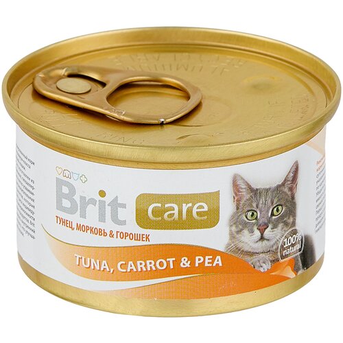 Влажный корм для кошек Brit Care тунец, морковь и горошек 2 шт. х 80 г (мини-филе) влажный корм для кошек brit care тунец морковь и горошек 26 шт х 80 г мини филе консервы