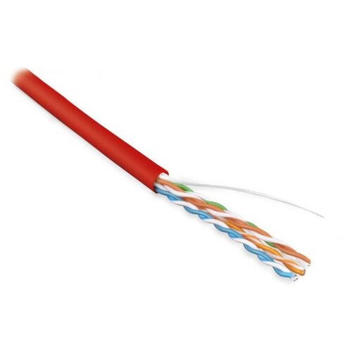 Кабель Hyperline UUTP4-C5E-S24-IN-LSZH, 305 м, красный сетевой кабель hyperline витая пара utp cat 5e 24awg 305m uutp4 c5e s24 in lszh gy 305