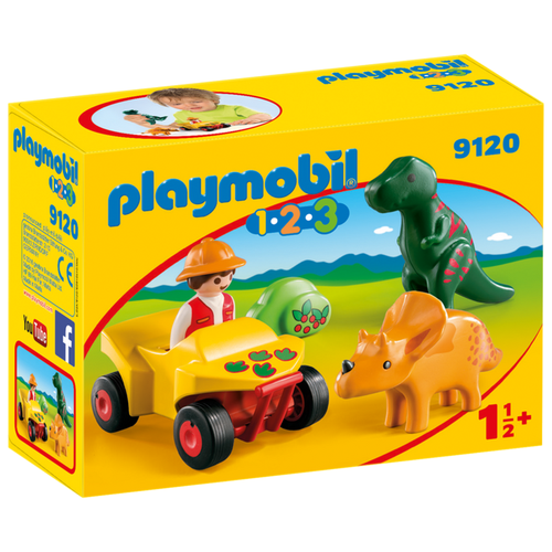 фото Набор с элементами конструктора playmobil 1-2-3 9120 исследователь и динозавры