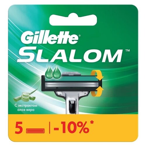 GILLETTE Slalom Сменные кассеты для бритья с 2 лезвиями, мужские, 5 шт gillette станок для бритья slalom 1 кассета 3 штуки