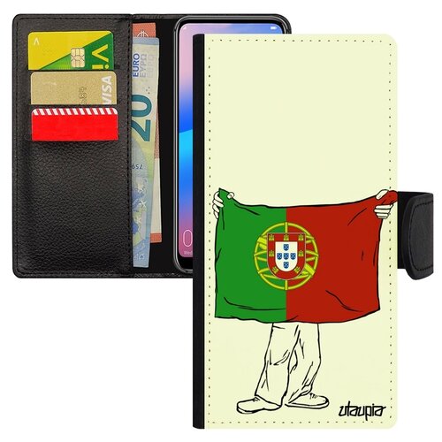 фото Чехол-книжка на мобильный samsung galaxy a50, "флаг португалии с руками" страна utaupia