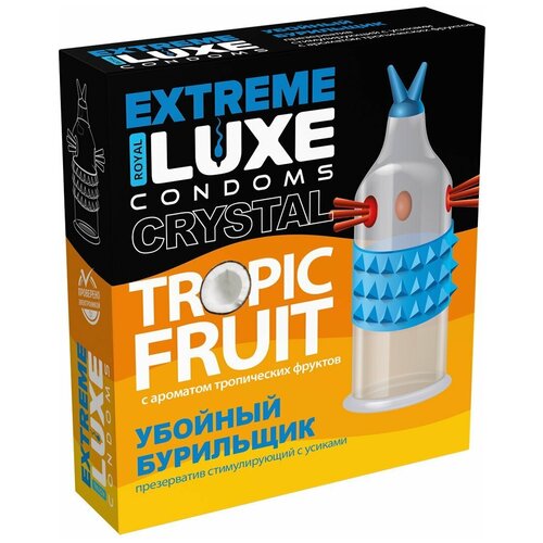 Стимулирующий презерватив Убойный бурильщик с ароматом тропических фруктов - 1 шт, прозрачный