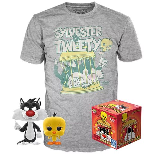 фото Набор фигурка+футболка funko pop and tee: looney tunes: sylvester & tweety (l) 46987