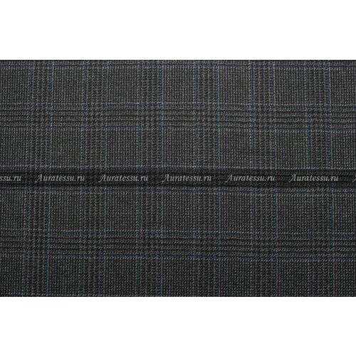 Ткань костюмная Canali чёрно-серая с синим клетка, ш148см, 0,5 м