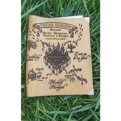 Кожаный блокнот а5 на разжимных кольцах - Карта Мародеров Гарри Поттер