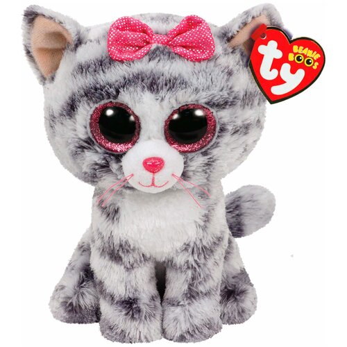 Мягкая игрушка TY Beanie boos Котёнок Kiki, 15 см, серый