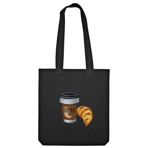 Сумка шоппер Us Basic, черный сумка кофе с круассаном серый