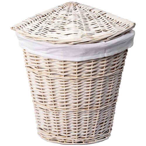 фото Плетеная корзина для белья с крышкой wasserkraft vils белый wb-560-l