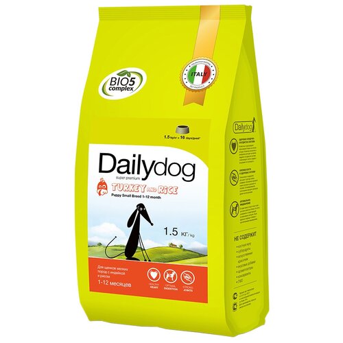 Dailydog Puppy Small Breed Turkey and Rice - Сухой корм для щенков мелких пород, с Индейкой и Рисом dy662224 12 кг