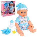 Детская игрушка кукла для девочек пупс на бат., с аксессуарами, со звуком., пьет-писает, цвет голубой, в/к 44,5*11*35,5 см - изображение