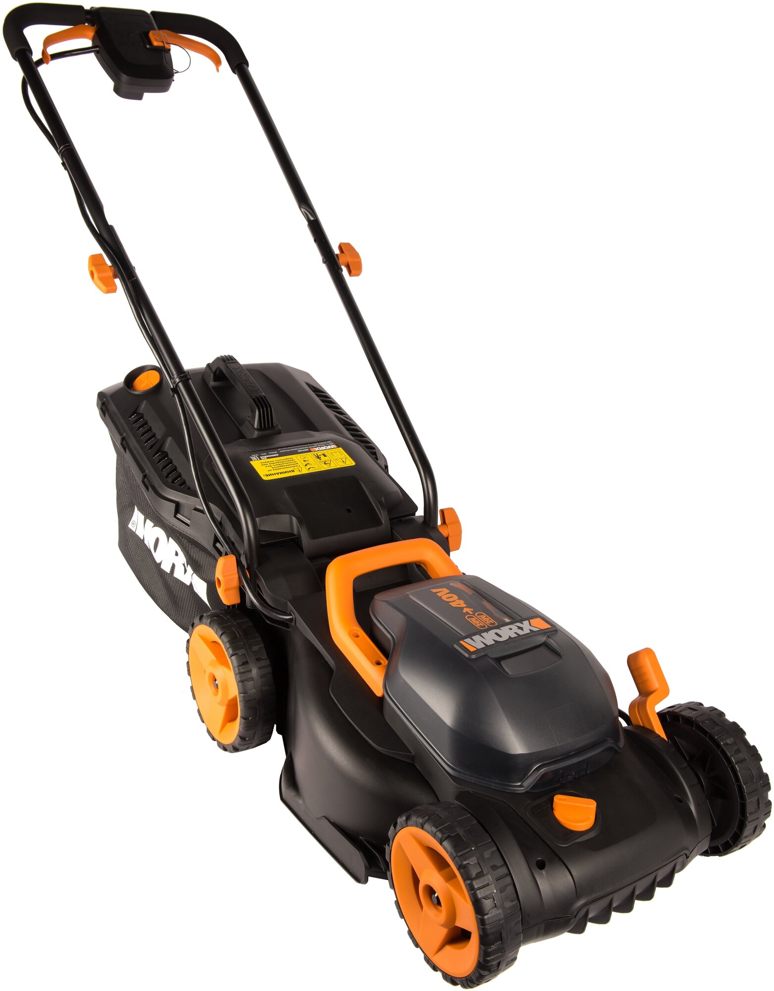 фото Газонокосилка аккумуляторная WORX WG779E, 40В, 34 см, 2*2,5 Ач, двойное ЗУ 2x2A