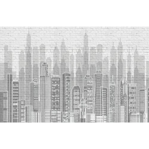 Моющиеся виниловые фотообои GrandPiK Город. Графика. Черно-белый, 420х270 см
