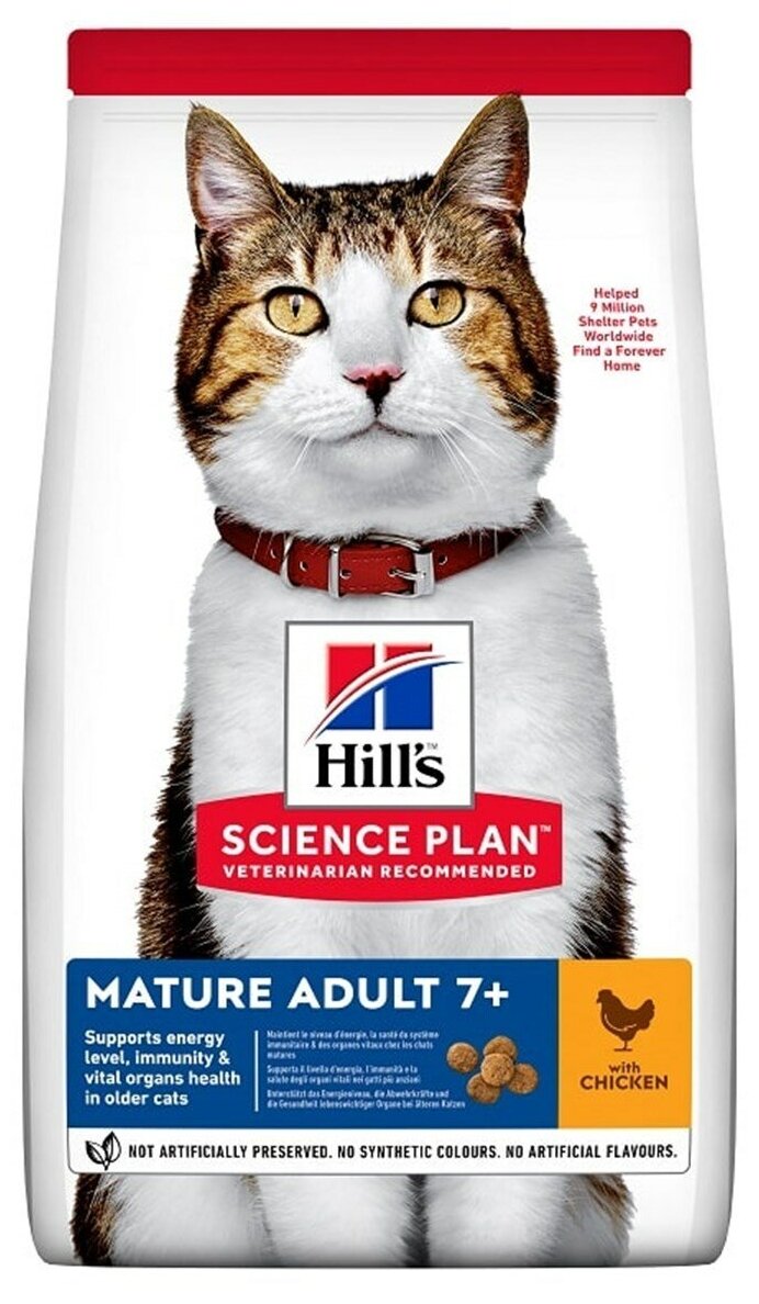 Сухой корм Hill's Science Plan Mature Adult для кошек старше 7 лет для поддержания здоровья в период старения с курицей 1,5кг