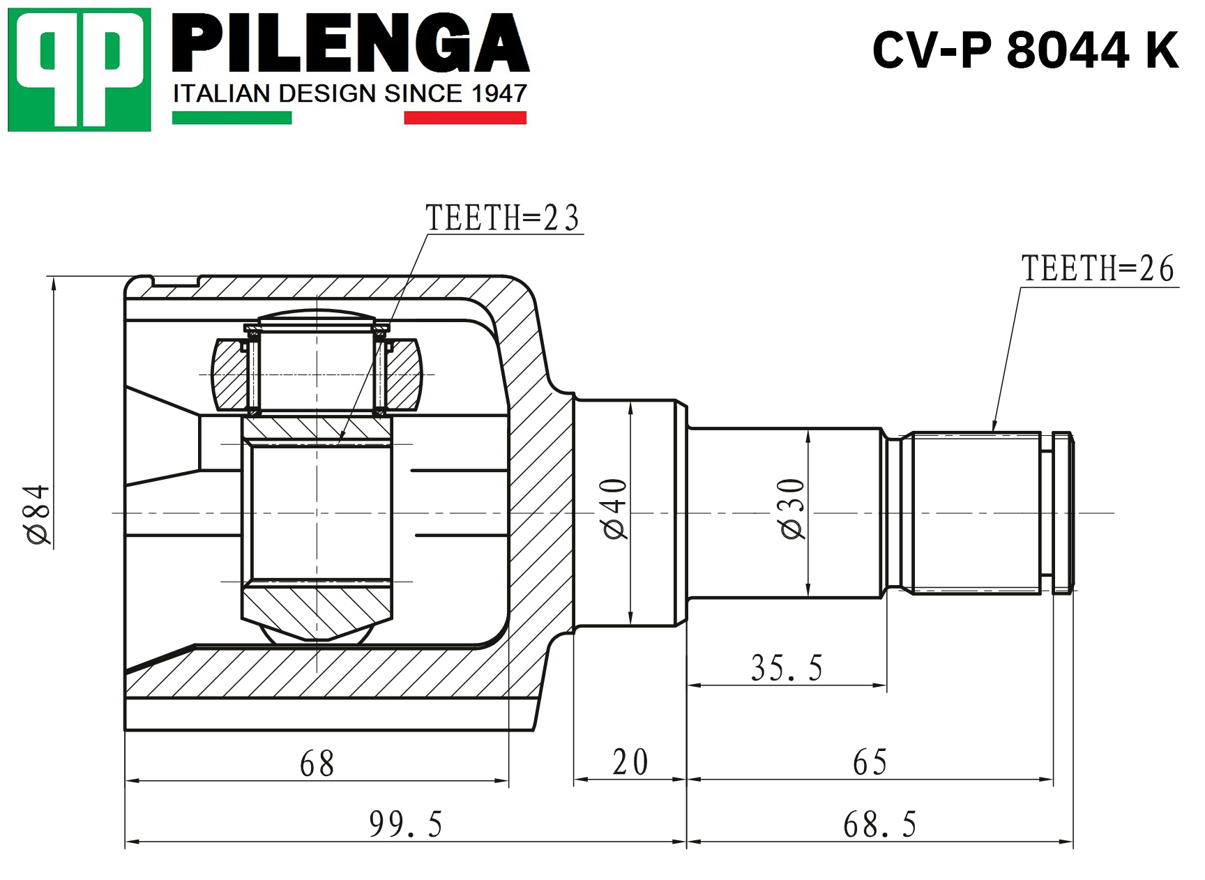 ШРУС внутренний АКПП PILENGA CV-P 8044 K - фотография № 4