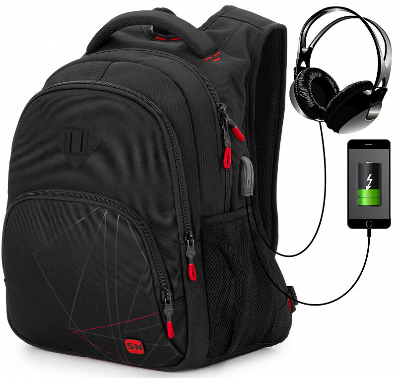 фото Школьный рюкзак для мальчиков подростков Skyname 90-143 с анатомической спинкой и USB выход