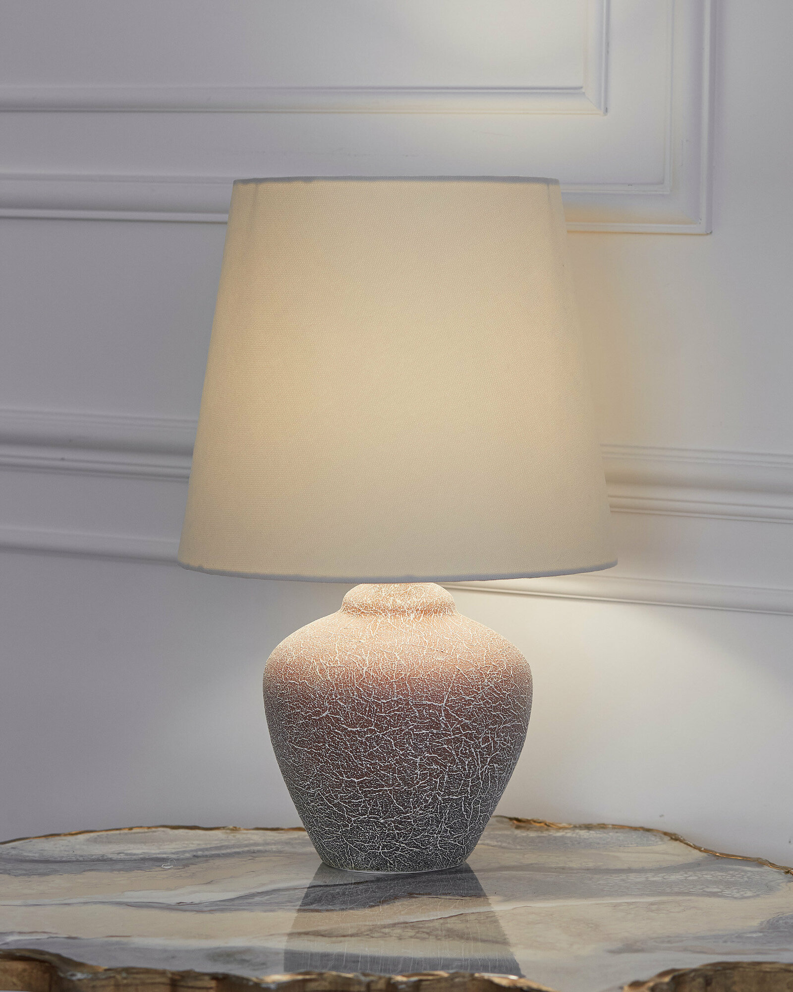Лампа настольная "Селена"/ Настольный светильник/ Лампа прикроватная/ керамика, абажур слоновая кость