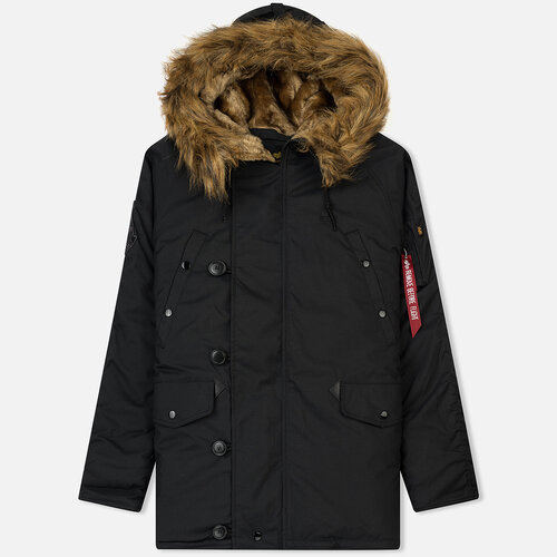 фото  парка alpha industries explorer parka зимняя, оверсайз, капюшон, съемный мех, отделка мехом, карманы, внутренний карман, утепленная, размер xl, черный