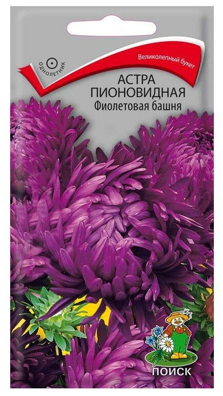 Семена ПОИСК Астра пионовидная Фиолетовая башня 0.3 г