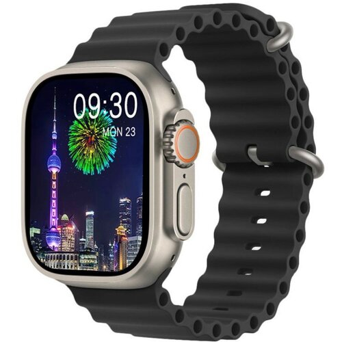 Смарт часы HW9 ULTRA MAX Smart Watch AMOLED iOS Android 2 Ремешка, черные умные часы hw9 pro max amoled 3 ремешка smart watch 2 2 ios android черные