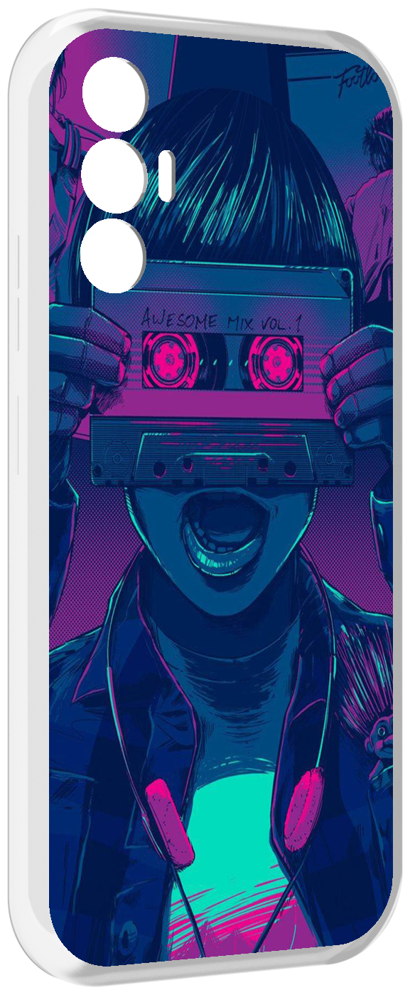 Чехол MyPads киберпанк с кассетой для Tecno Pova 3 задняя-панель-накладка-бампер