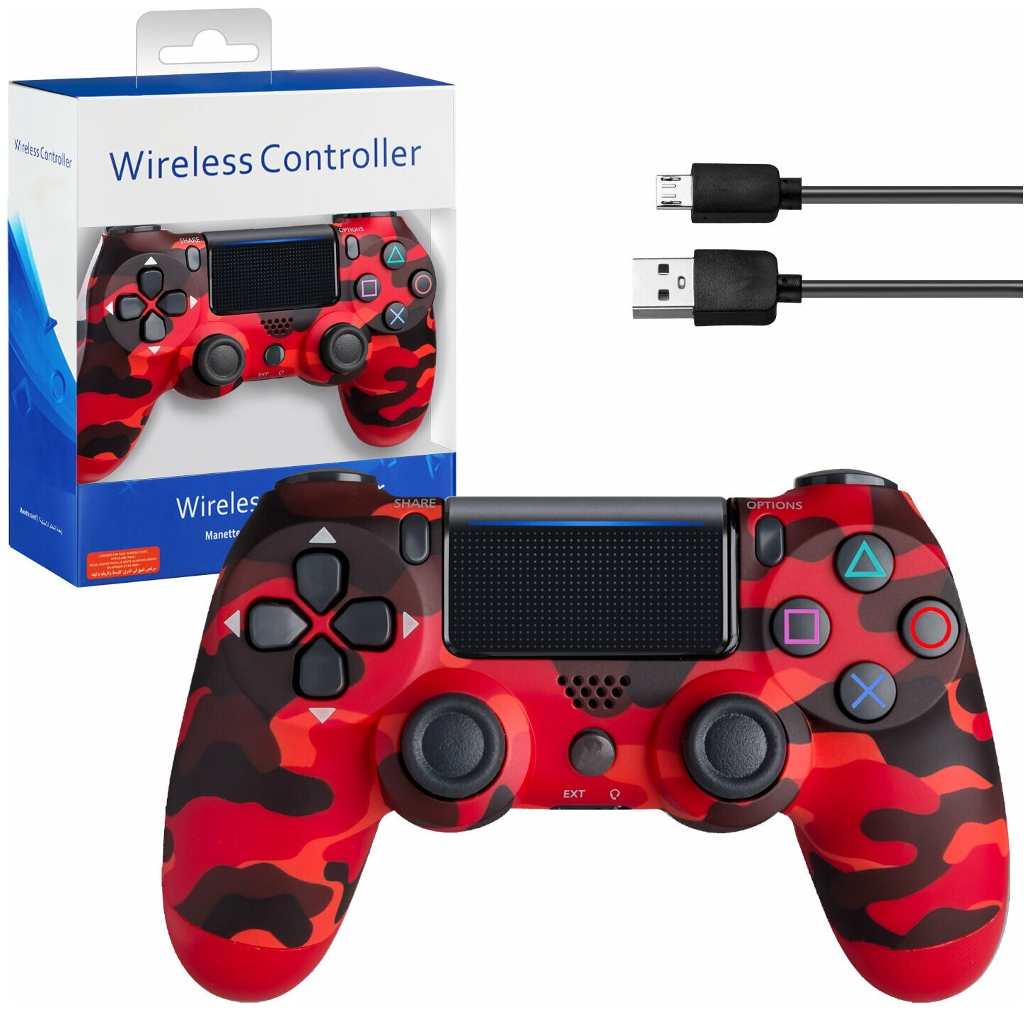 Джойстик PS4 DualShock беспроводной AA красный хаки (no logo)