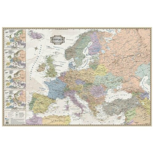 Геоцентр Карта Европы политическая в ретро стиле (4660000231727), 116 × 77 см