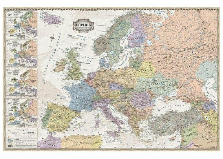 Геоцентр Карта Европы политическая в ретро стиле (4660000231727) 116 × 77 см