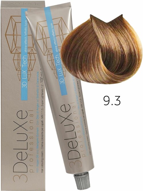 3Deluxe крем-краска для волос 3D Lux Tech, 9.3 очень светлый блондин золотистый, 100 мл