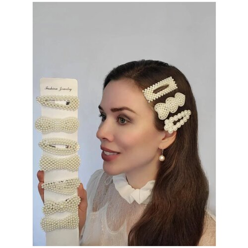 фото Заколки для волос с жемчугом 10 штук / набор заколок / заколки для взрослых fashion jewelry