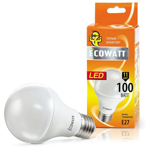 фото Лампа светодиодная ecowatt a60 230v 11w e27 2700k, e27, a60, 11вт