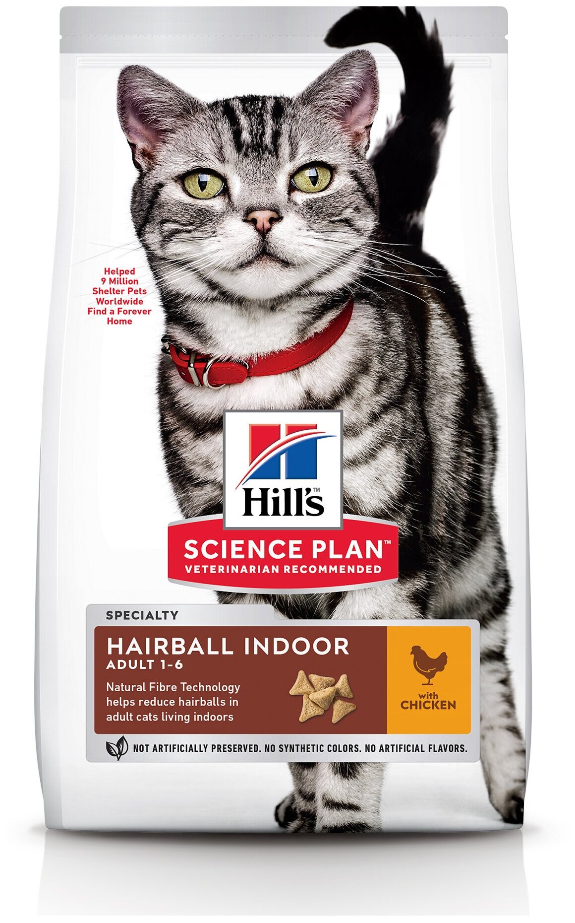 Сухой корм Hill's Science Plan Hairball Indoor для выведения шерсти из желудка у домашних кошек, с курицей, 10 кг
