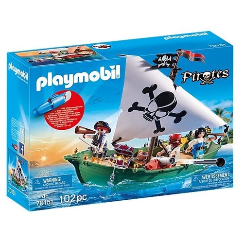 фото Набор с элементами конструктора playmobil pirates 70151 пиратский корабль с мотором
