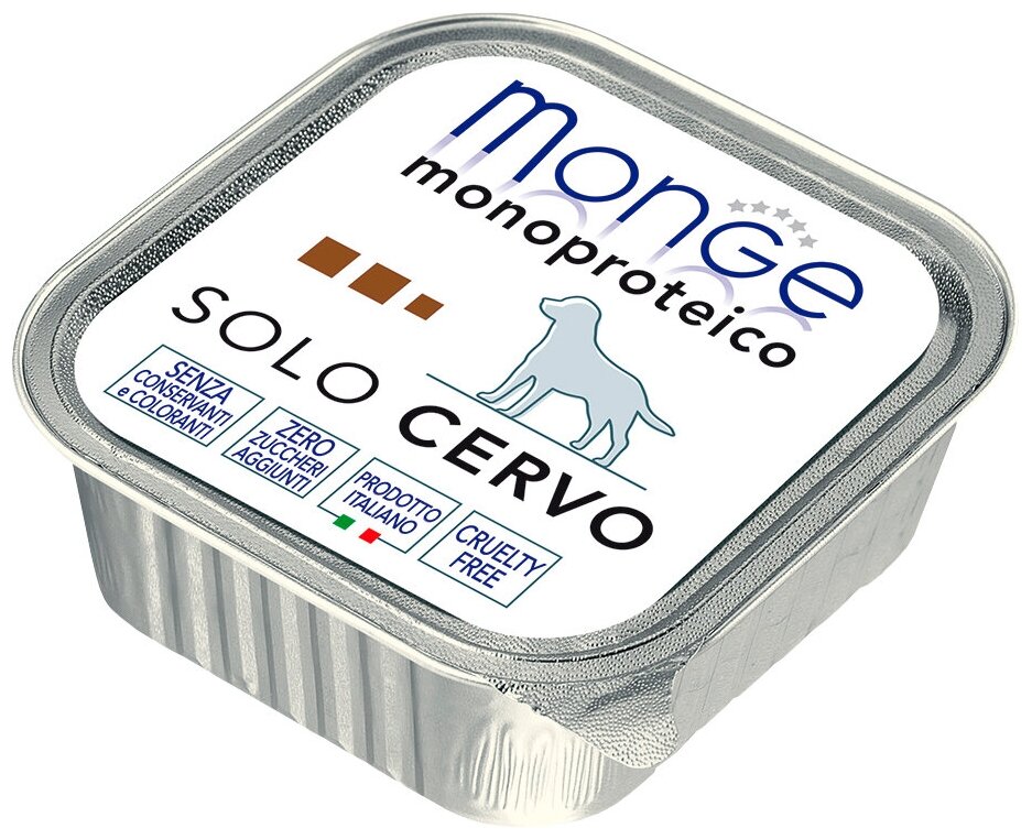 Влажный корм для собак Monge Monoprotein SOLO CERVO, беззерновой, оленина, 3 шт. х 150 г