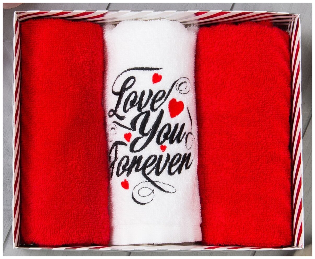 Набор полотенец «Love you forever» 30х60 см - 3шт - фотография № 1