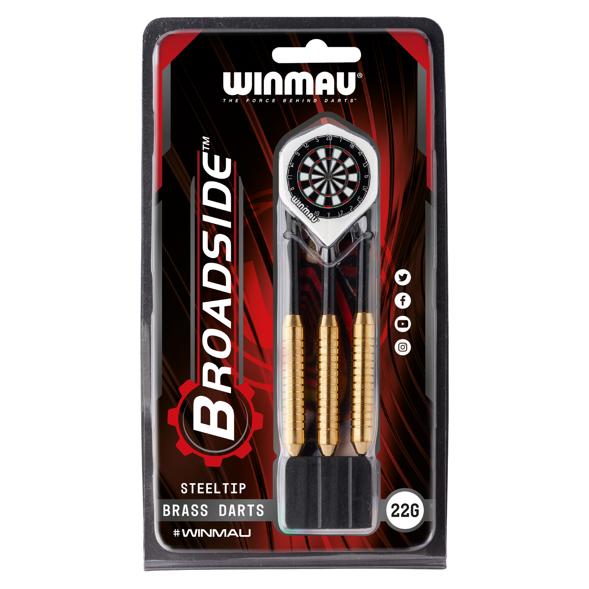 Дротики для Дартс Winmau Broadside Brass steeltip 22gr (латунь, комплект 3шт) — фото 1