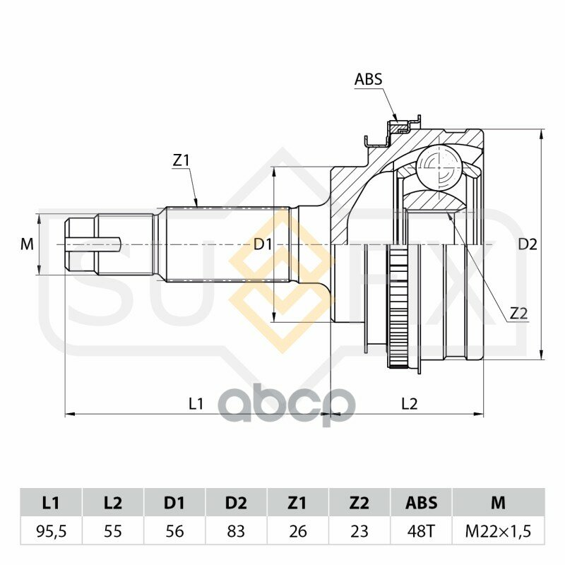 Шрус Наружный | Перед Прав/Лев | SUFIX арт. ST1100