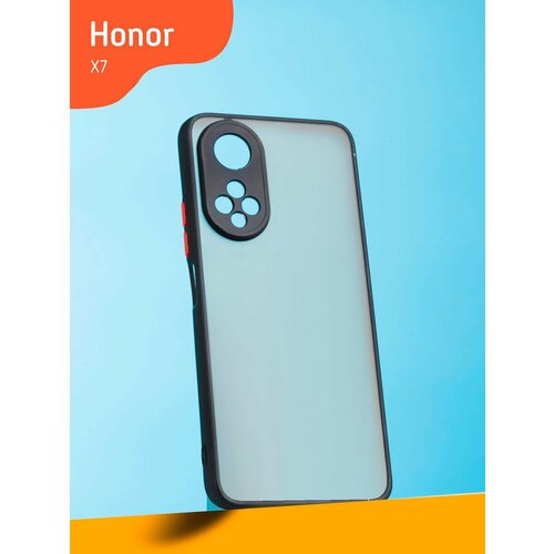 Матовый Чехол на Honor X7 с защитой камеры, черный