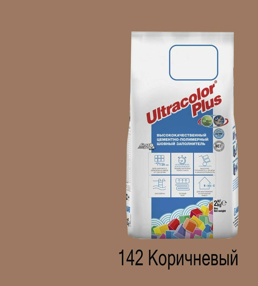 Цементно-полимерная затирка Mapei Ultracolor Plus №142 (коричневый)