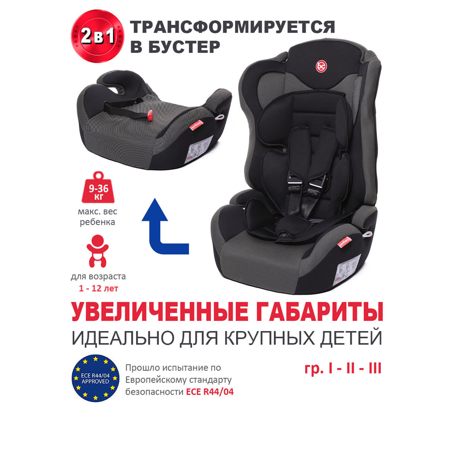 Автокресло группа 1/2/3 (9-36 кг) Babycare Upiter Plus