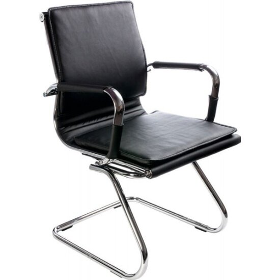 Кресло офисное Бюрократ CH-993-Low-V/Black низкая спинка черный искусственная кожа полозья хром (664073)